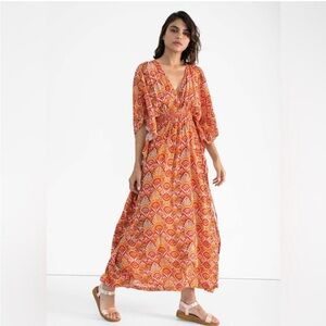 Rujuta Sheth Woman M/L Vibrant Orange Bohemian‎ Flowy Feminine Patterned Dress